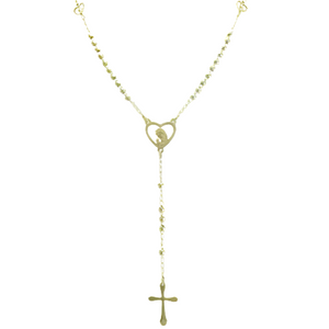 Stainless Steel with 14kt Gold Plating Christian Bead Rosary