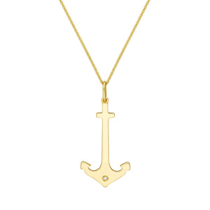 Nautical Anchor With DIamond 14kt Gold Pendant Charm