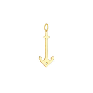 Nautical Anchor With DIamond 14kt Gold Pendant Charm