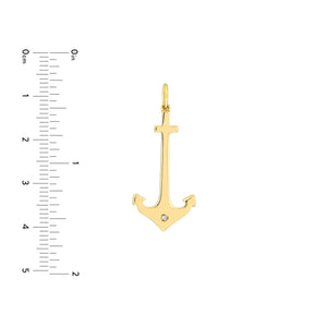Nautical Anchor With DIamond 14kt Gold Pendant Charm