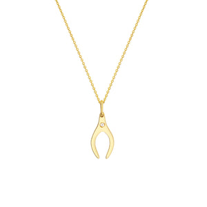 The Endless Wishbone With Diamond 14kt Gold Pendant Charm
