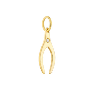 The Endless Wishbone With Diamond 14kt Gold Pendant Charm