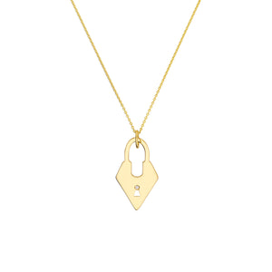Fashion Lock with Diamond 14kt Gold Pendant Charm