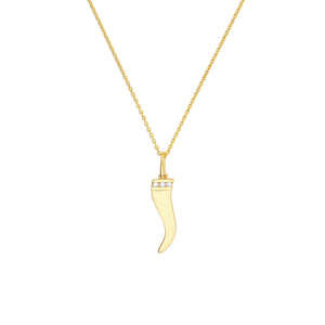 The Cornicello "Italian Horn" With Diamond 14kt Gold Pendant Charm