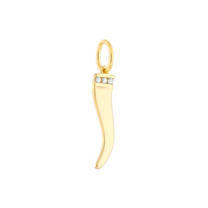 The Cornicello "Italian Horn" With Diamond 14kt Gold Pendant Charm