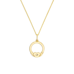 The Irish Tradition Claddagh With 14kt Gold DIamond Pendant Charm