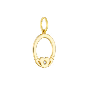 The Irish Tradition Claddagh With 14kt Gold DIamond Pendant Charm