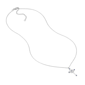Diamond and Sapphire Cross 14kt Gold Necklace