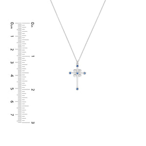 Diamond and Sapphire Cross 14kt Gold Necklace