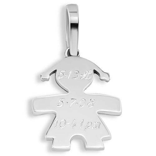 Sterling Silver Girl Engravable Pendant Charm