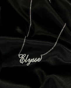 Custom Name Plate "Any Name" Diamonds with 16" Chain 14kt Gold