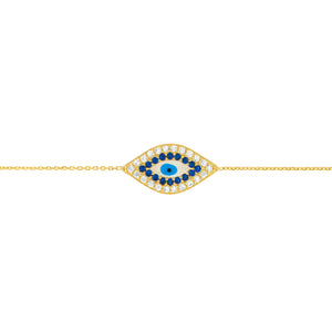 CZ-Lined Evil Eye 14kt Gold Bracelet