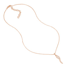 Load image into Gallery viewer, Adjustable Sterling Silver CZ Italian Horn Necklace 18&quot;