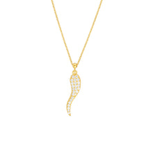 Load image into Gallery viewer, Adjustable Sterling Silver CZ Italian Horn Necklace 18&quot;