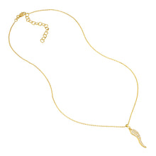 Load image into Gallery viewer, Adjustable Sterling Silver CZ Italian Horn Necklace 18&quot;
