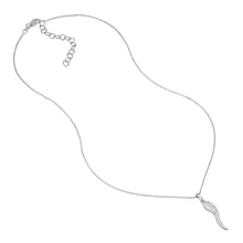 Load image into Gallery viewer, Adjustable Sterling Silver CZ Italian Horn Necklace 18&quot;