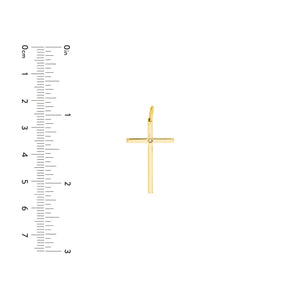 Cross  with 1pt Diamond 14kt Gold Pendant
