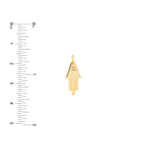 Hamsa Hand Pendant Charm with 1pt Diamond 14kt Gold