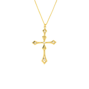 1/20 Ct Diamond Cross Pendant w/ Adjustable 14kt Gold Necklace