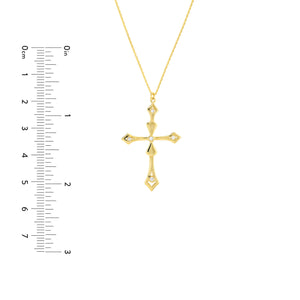 1/20 Ct Diamond Cross Pendant w/ Adjustable 14kt Gold Necklace