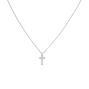 Mini Diamond Cross 14kt Gold Necklace