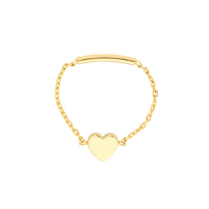 Mini Heart Ring on 14kt Gold Chain with Sizing Bar