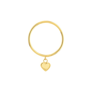 Dangle Heart Wire 14kt Gold Ring