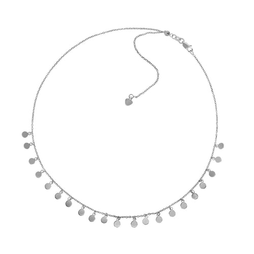 Adjustable Sterling Silver Choker with Dangle Circle Detail 17