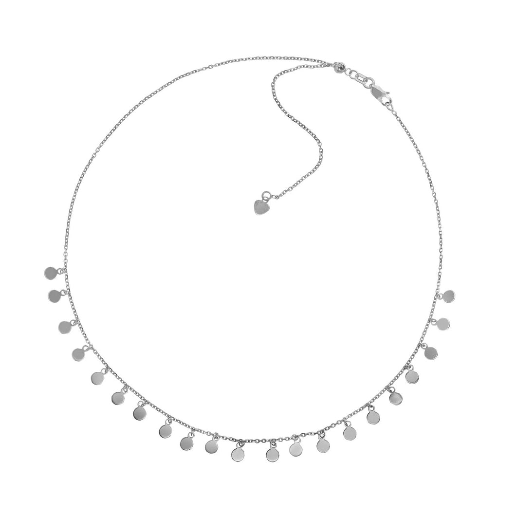 Adjustable Sterling Silver Choker with Dangle Circle Detail 17