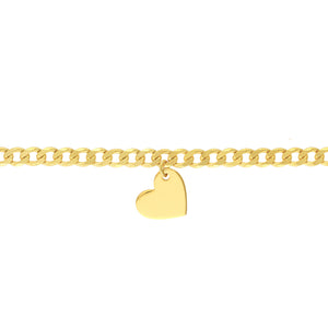 Heart Drop on Open Curb Chain 14kt Gold Choker