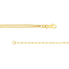 Load image into Gallery viewer, 50/50 Paper Clip + Double Rolo Heart 14kt Gold Bracelet