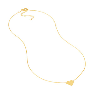 Simple Flat Heart Adjustable 14kt Gold Necklace