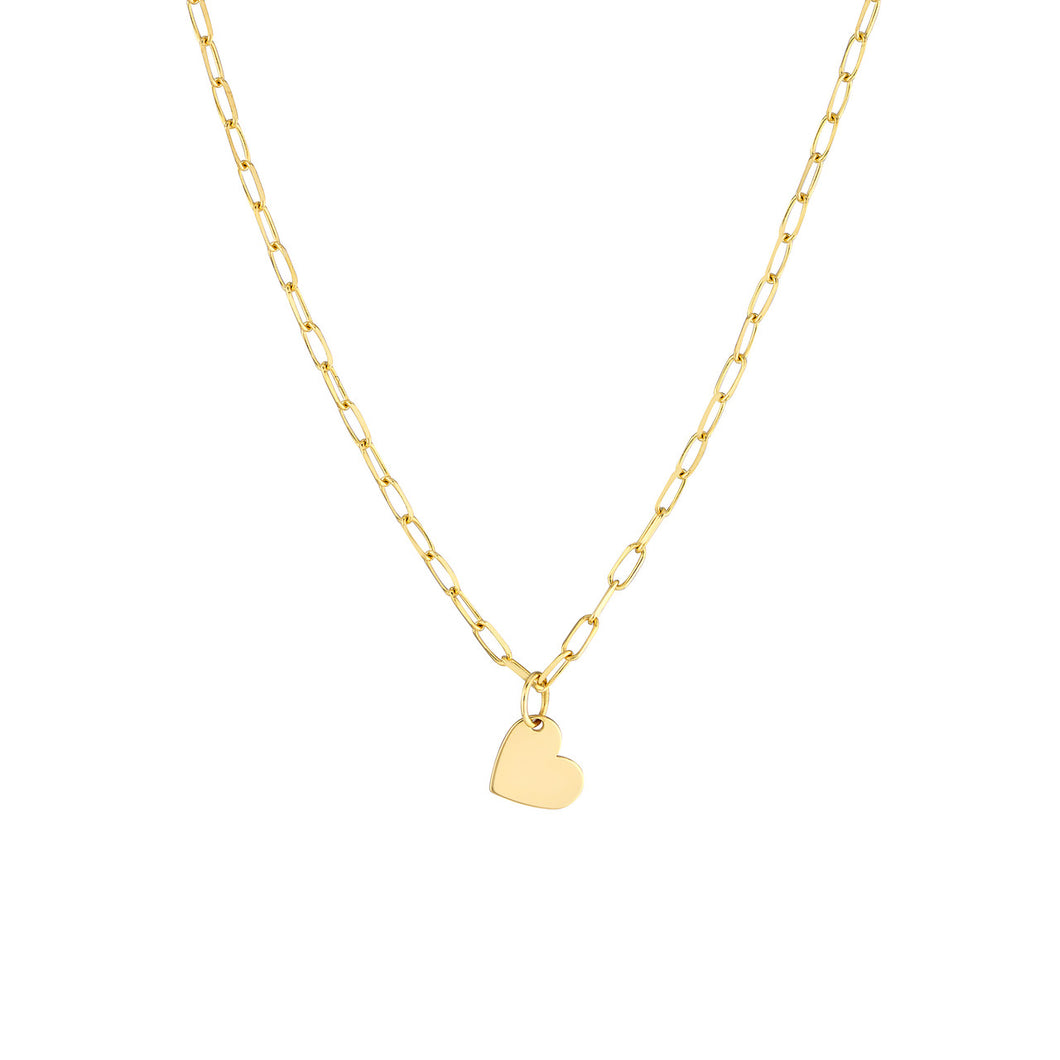 Dangle Heart With Paper Clip 14kt Gold Chain