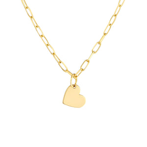 Dangle Heart With Paper Clip 14kt Gold Chain