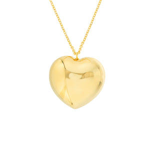 Large Puff Heart 14kt Gold Necklace