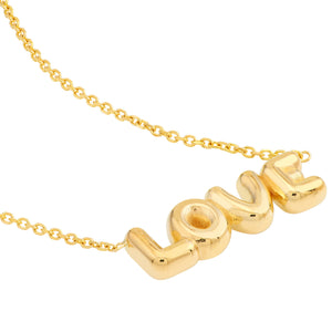 Full Of "Love" Puffed 14kt Gold Necklace