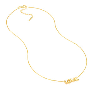 Full Of "Love" Puffed 14kt Gold Necklace