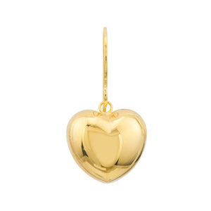 Puffed Heart Fish Hook 14kt Gold Earrings