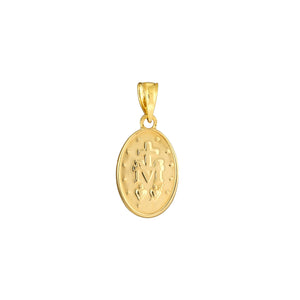 Oval Blessed Mary Medal 14kt Gold Pendant