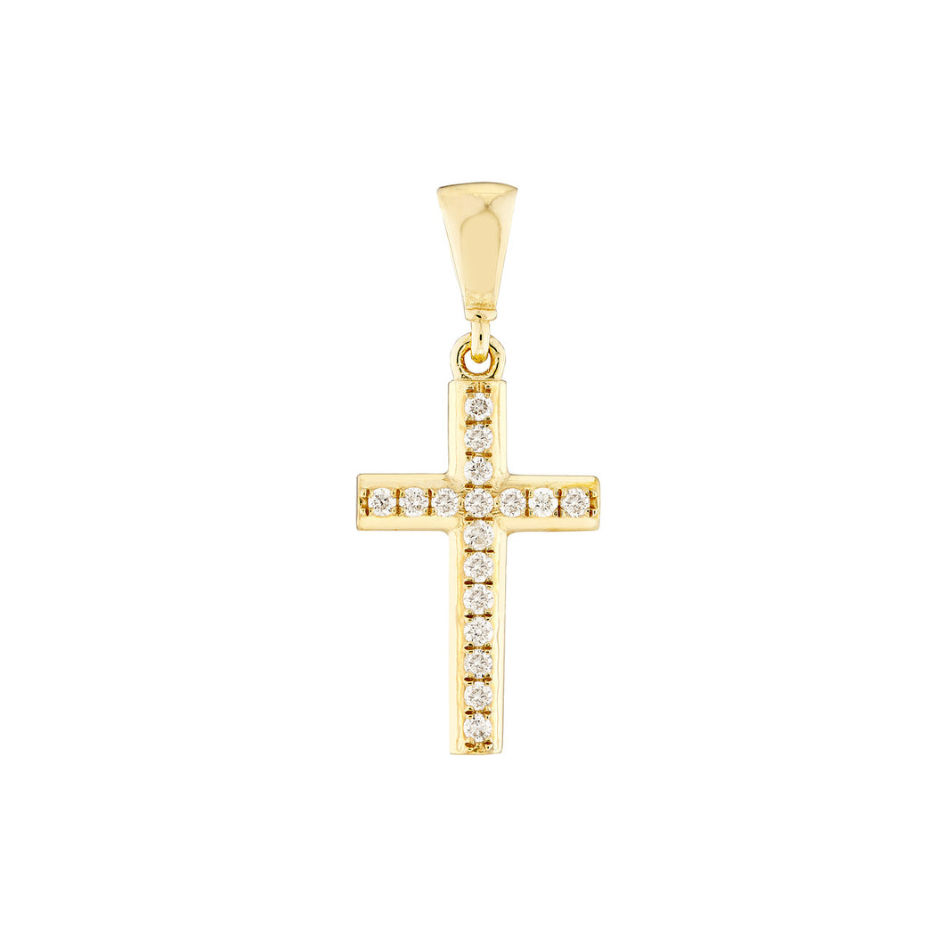 Mini CZ Cross 14kt Gold Pendant