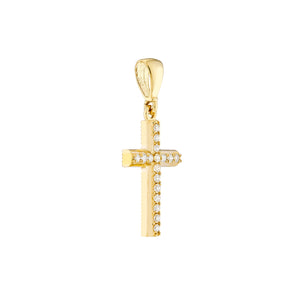 Mini CZ Cross 14kt Gold Pendant